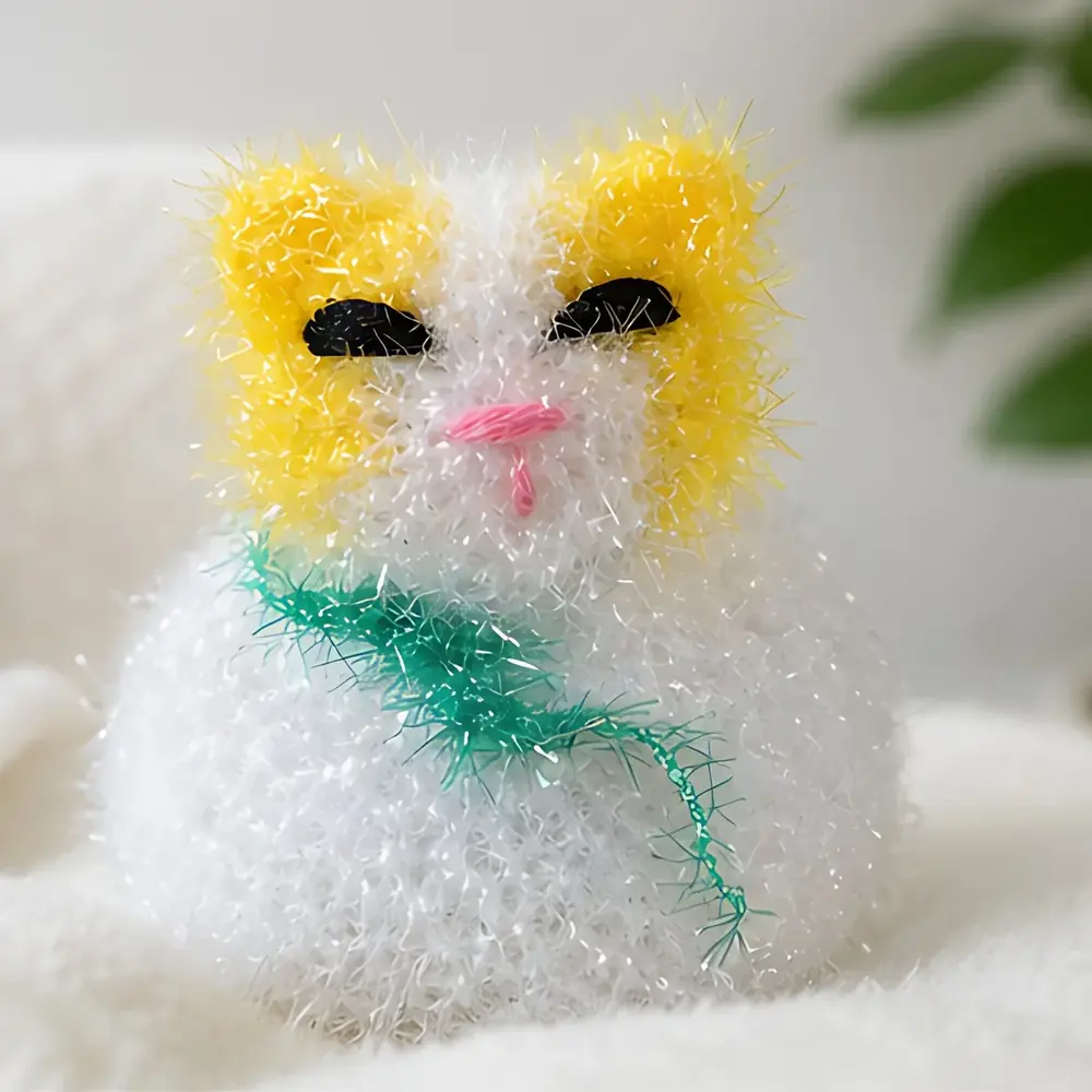 Handgehäkelter Spülschwamm Hamster Gelb